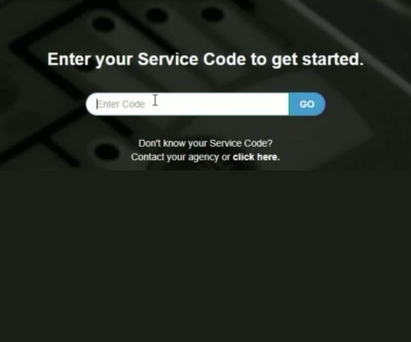 IdentoGO Enter your Service Code screen for WV real estate background check